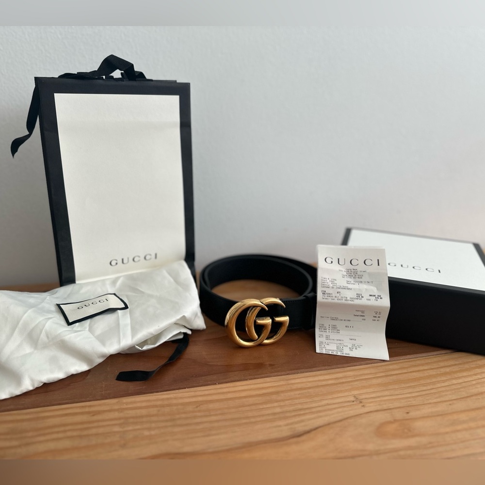 Gucci Marmont Wide Black Leather Belt
